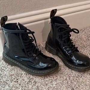 Black Patent Leather Dr. Martens Lace-Up Boots